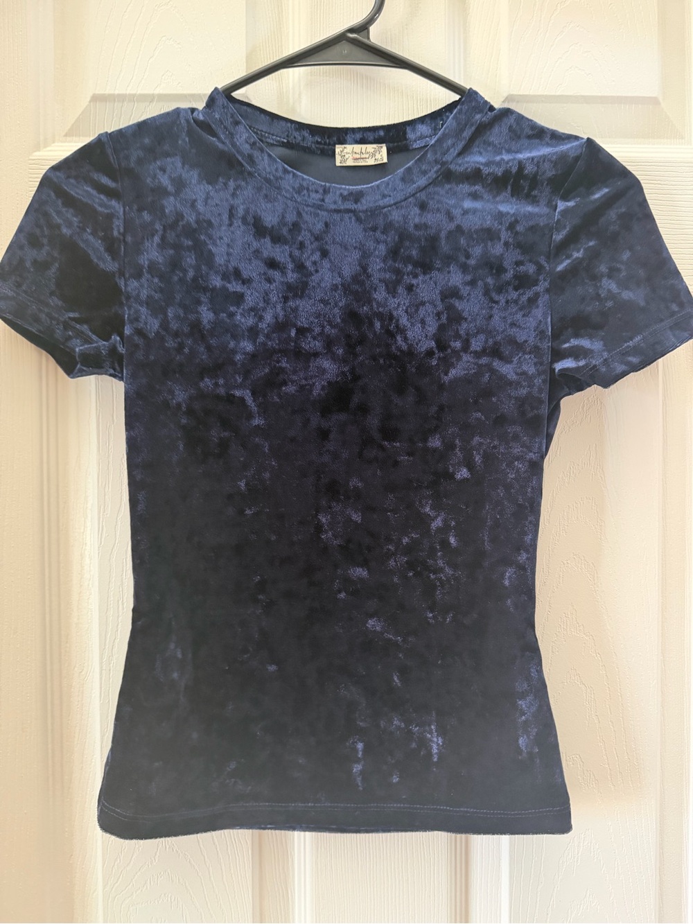 Intimately Free People Navy Blue Crushed Velvet Baby Tee Size XS